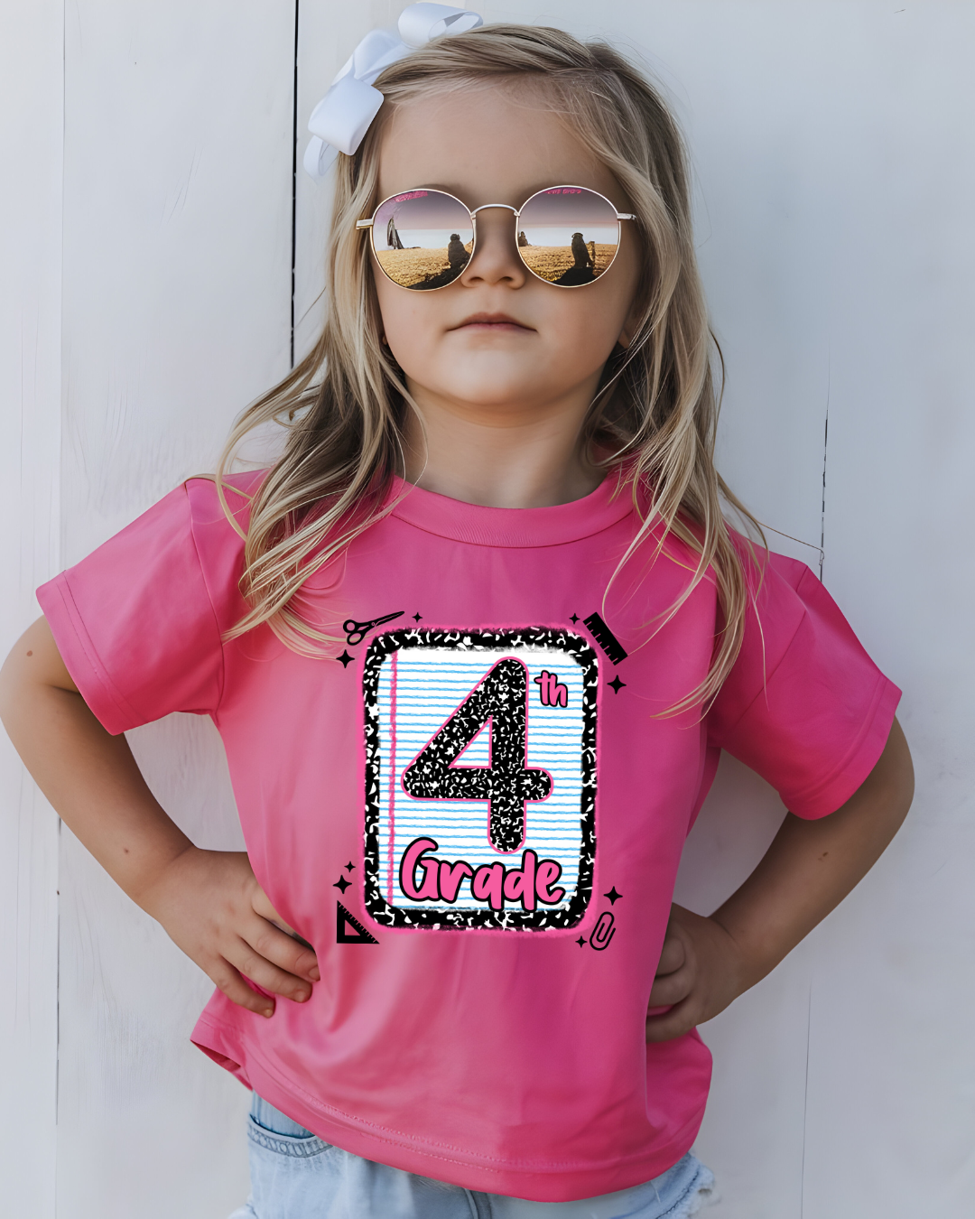 4th Grade Girls Back to School Shirt – Leopard Print Notebook Graphic Tee