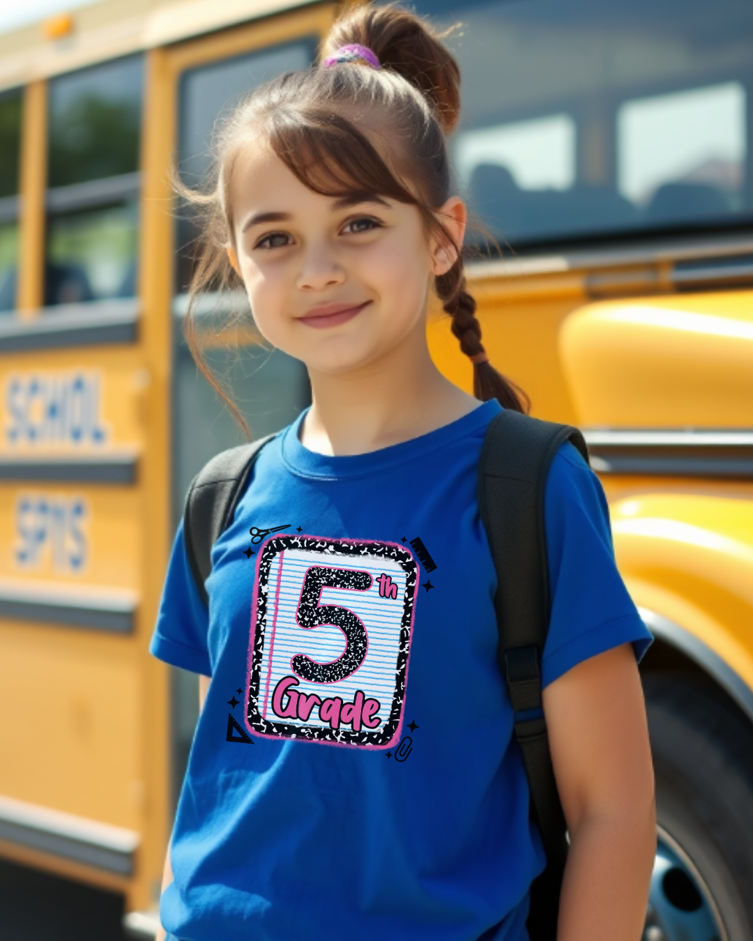 5th Grade Girls Back to School Shirt – Leopard Print Notebook Graphic Tee