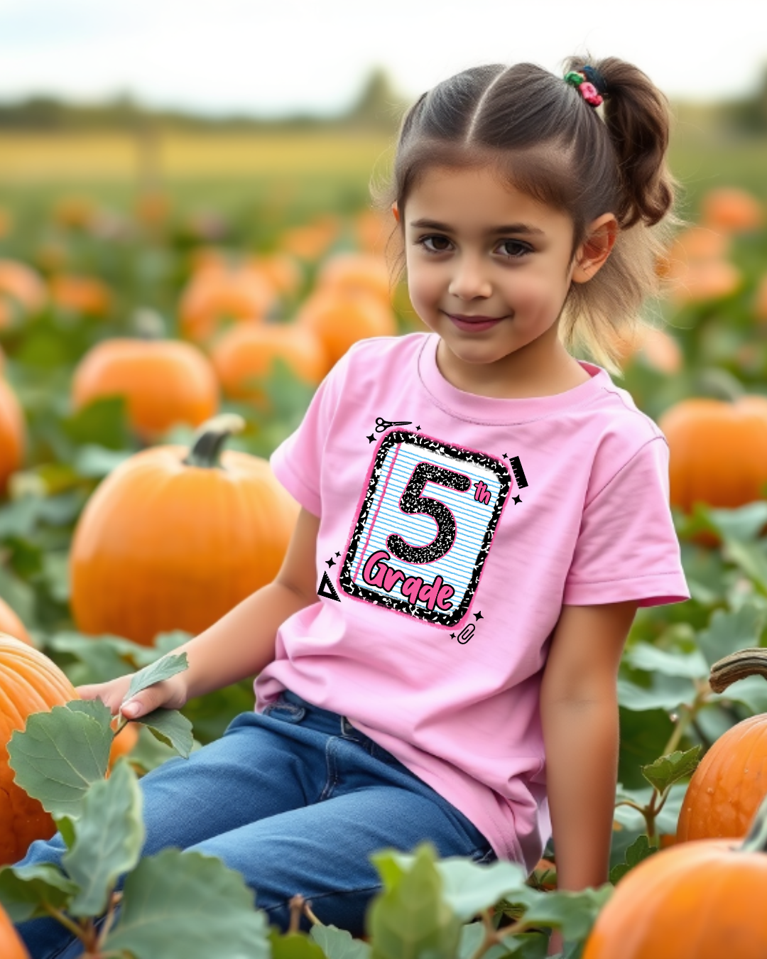 5th Grade Girls Back to School Shirt – Leopard Print Notebook Graphic Tee