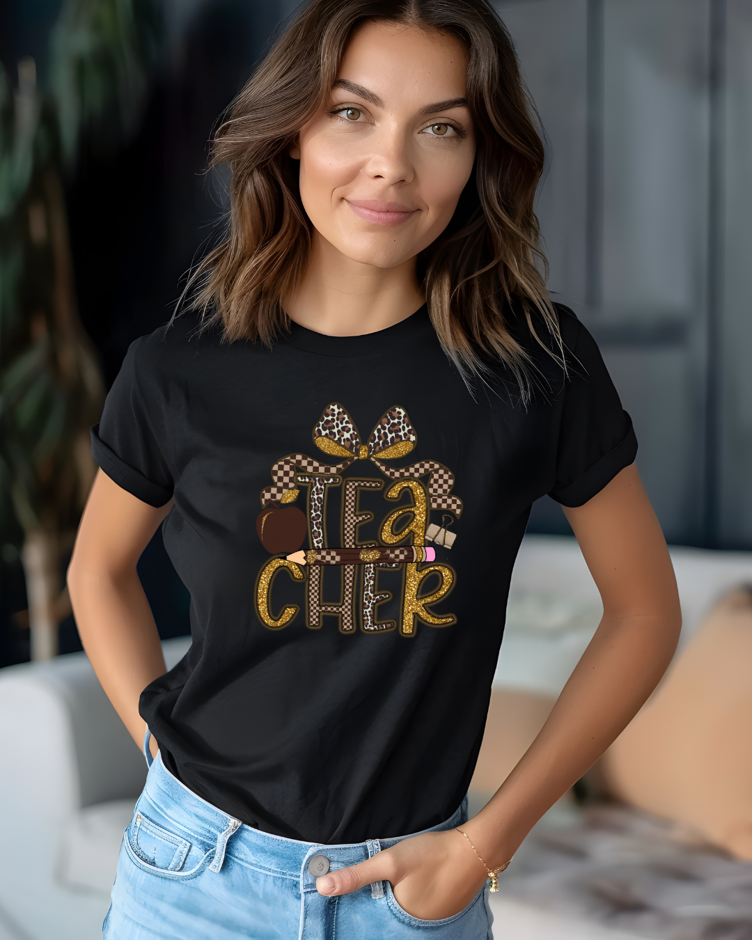 Leopard Print Teacher T-Shirt | Cute Back to School Style