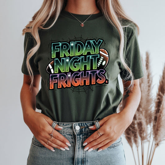 Friday Night Frights T-Shirt – Halloween Football Game Day Graphic Tee - Designs By Dice