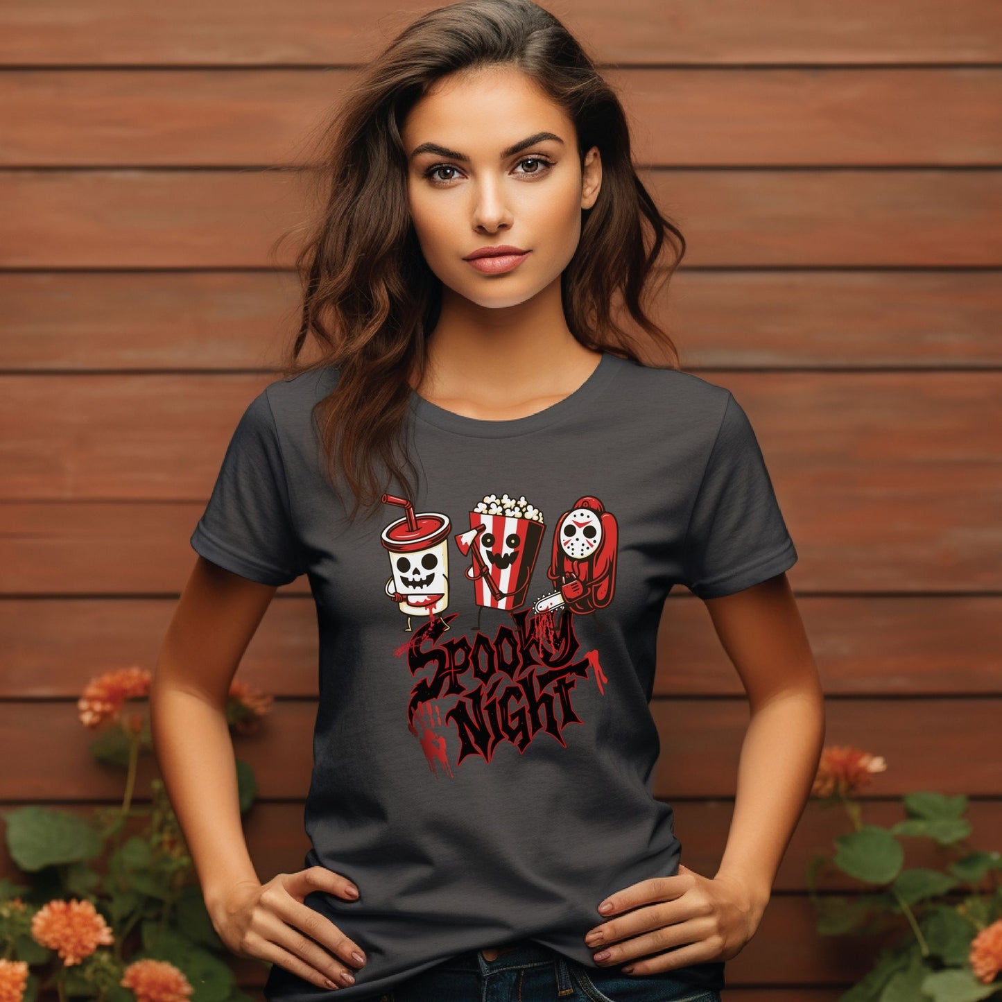 Spooky Night Halloween T-Shirt – Scary Movie Snack Horror Graphic Tee