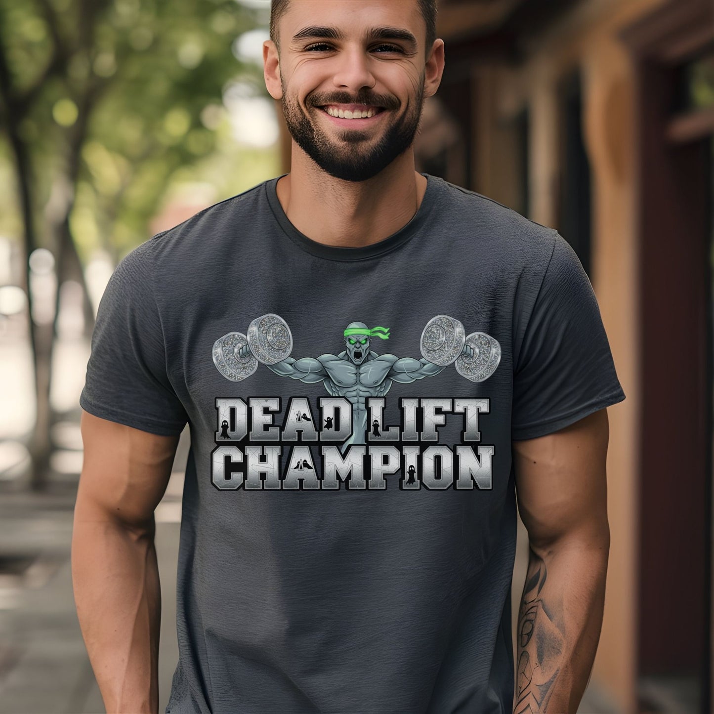 Dead Lift Champion – Funny Gym Halloween Zombie Ghost Weightlifting T-Shirt