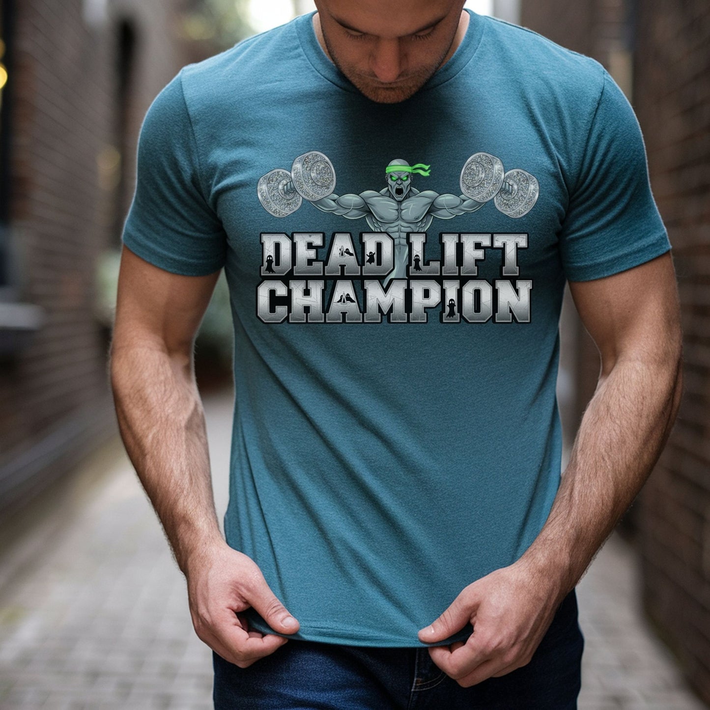 Dead Lift Champion – Funny Gym Halloween Zombie Ghost Weightlifting T-Shirt