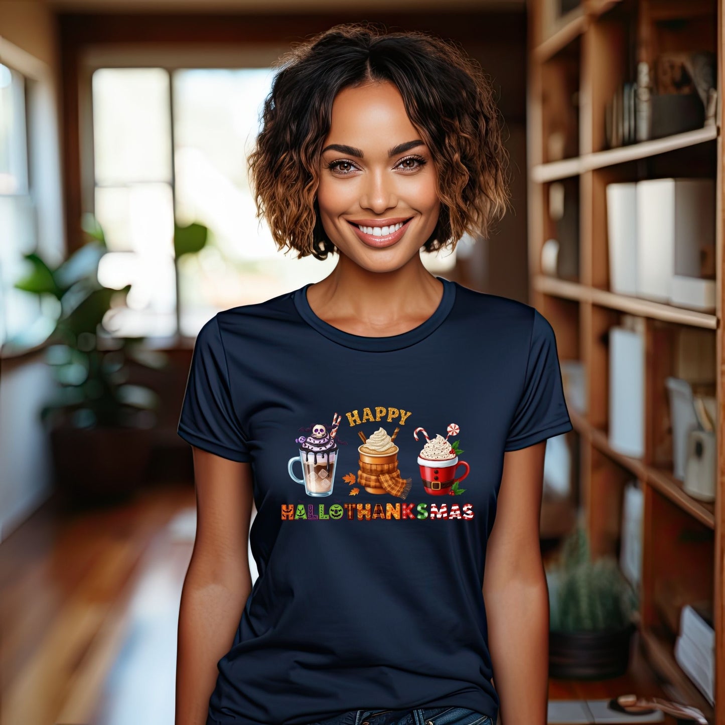 Happy Hallothanksmas – Halloween, Thanksgiving & Christmas Holiday T-Shirt