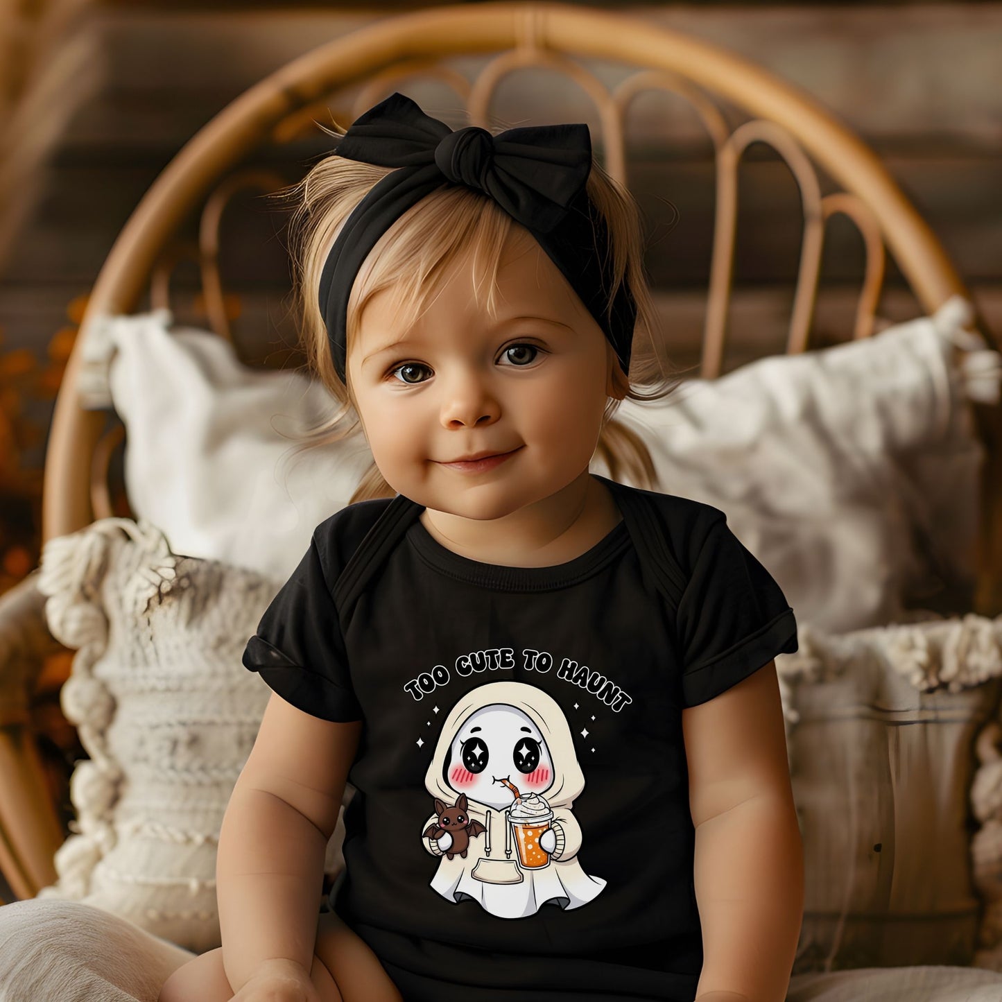 Too Cute to Haunt Infant Halloween Onesie – Adorable Baby Short Sleeve Bodysuit
