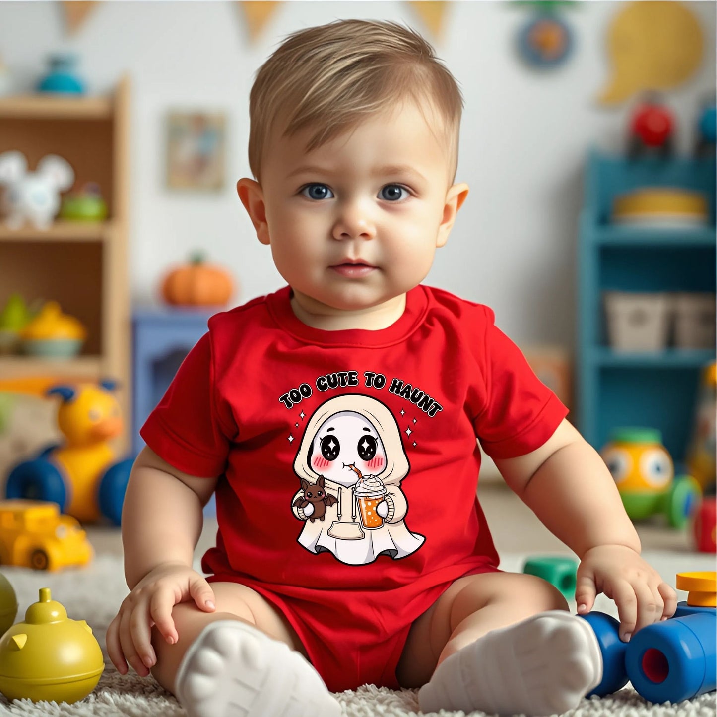 Too Cute to Haunt Infant Halloween Onesie – Adorable Baby Short Sleeve Bodysuit