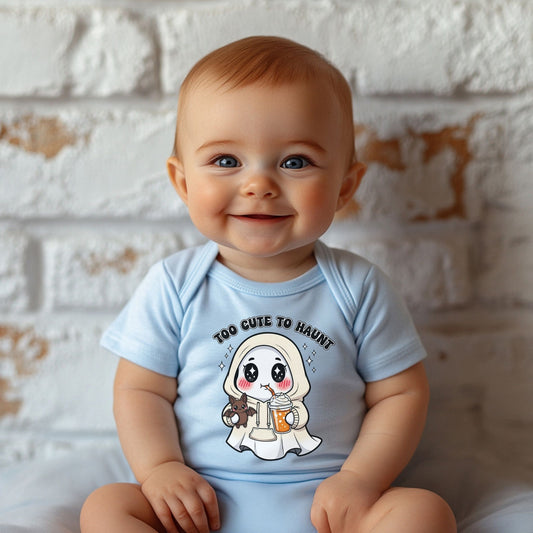 Too Cute to Haunt Infant Halloween Onesie – Adorable Baby Short Sleeve Bodysuit - Designs By Dice