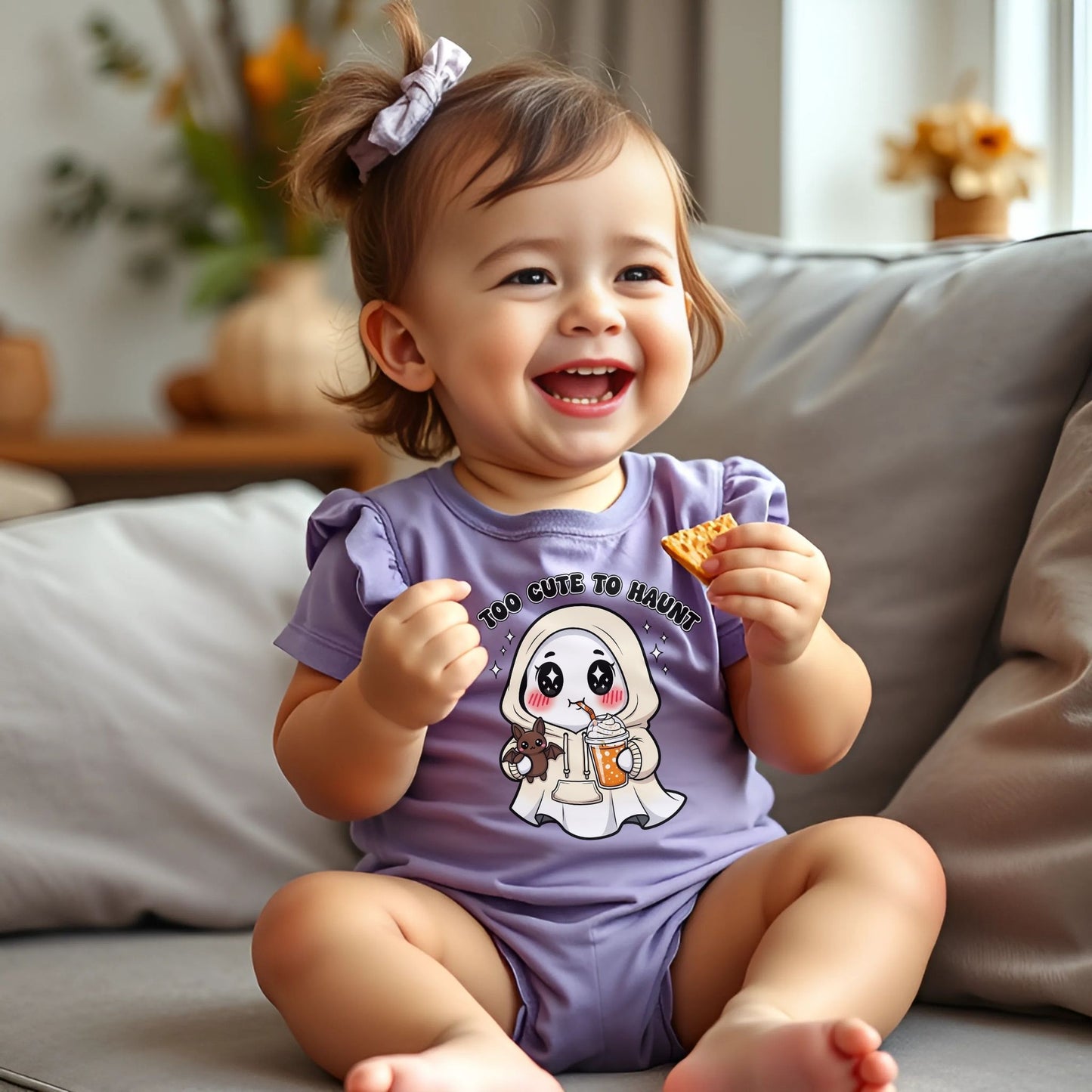 Too Cute to Haunt Infant Halloween Onesie – Adorable Baby Short Sleeve Bodysuit
