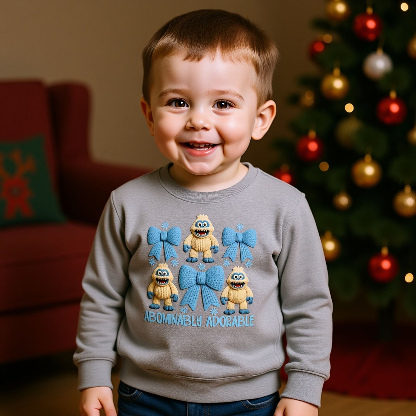 Abominably Adorable Toddler Crewneck | Cute Yeti Christmas Sweater | Cozy Winter Outfit for Kids