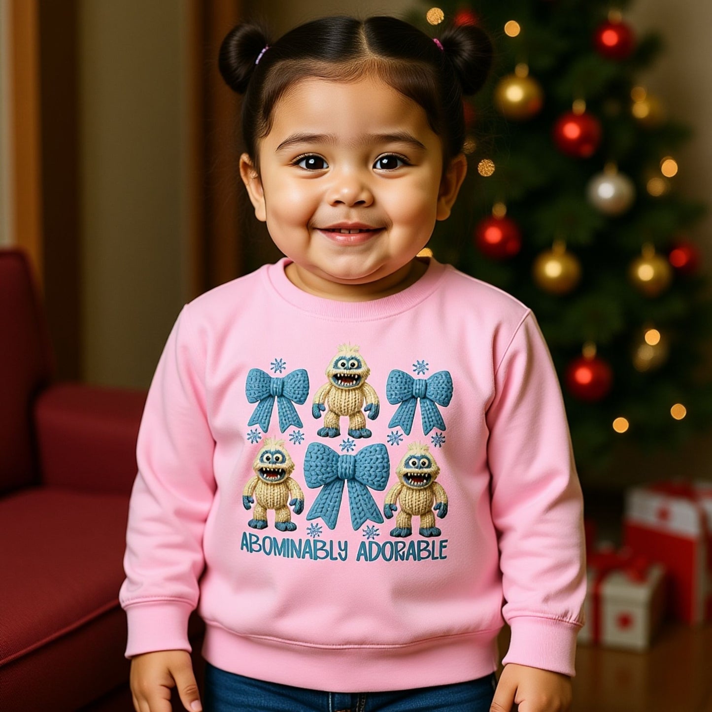 Abominably Adorable Toddler Crewneck | Cute Yeti Christmas Sweater | Cozy Winter Outfit for Kids