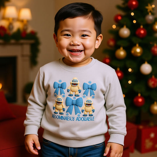 Abominably Adorable Toddler Crewneck | Cute Yeti Christmas Sweater | Cozy Winter Outfit for Kids - Designs By Dice