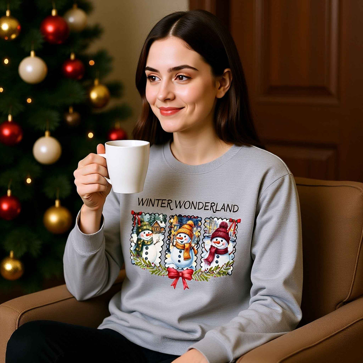 Winter Wonderland snowman cozy Christmas crewneck sweatshirt