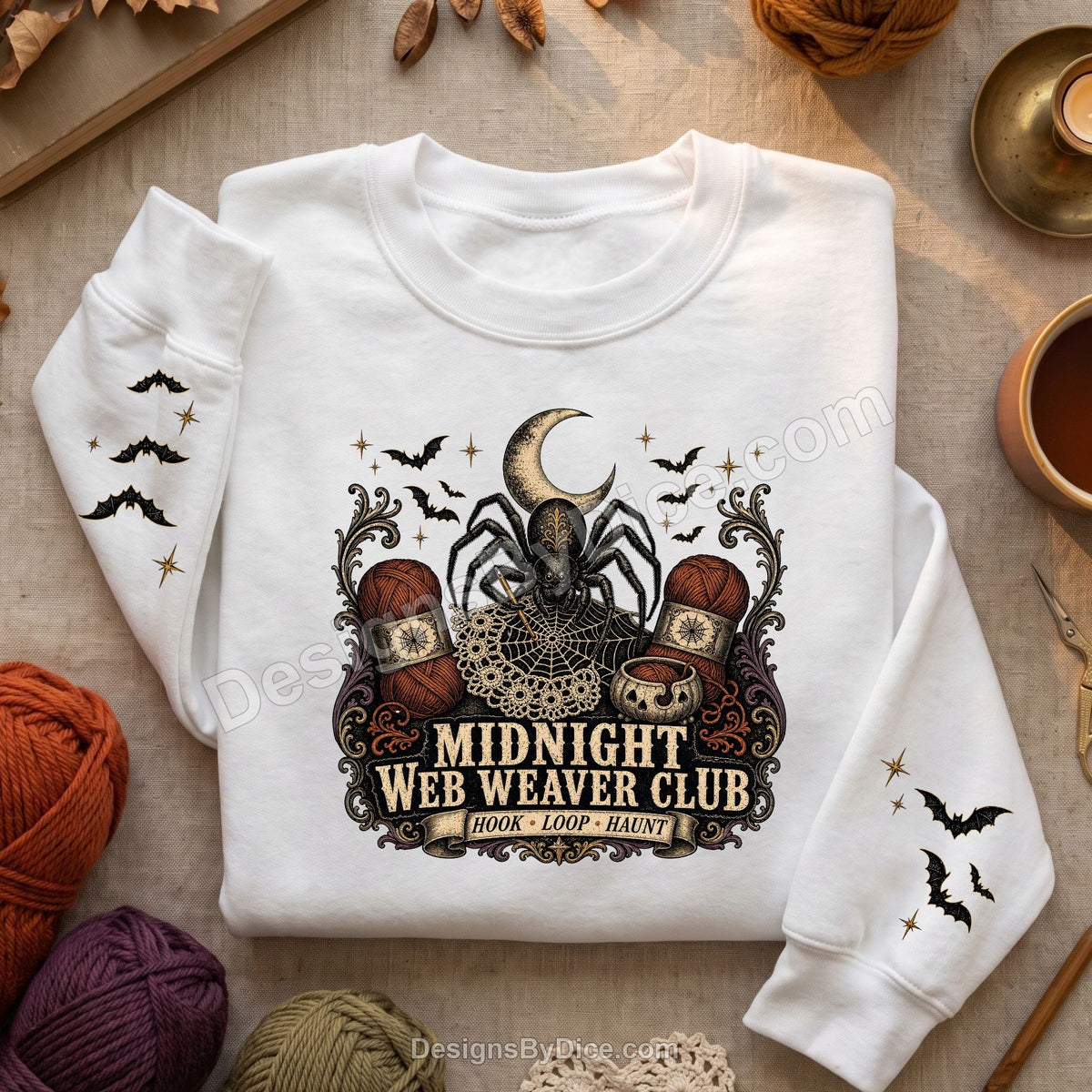 Midnight Web Weaver Club Halloween Crochet Sweatshirt