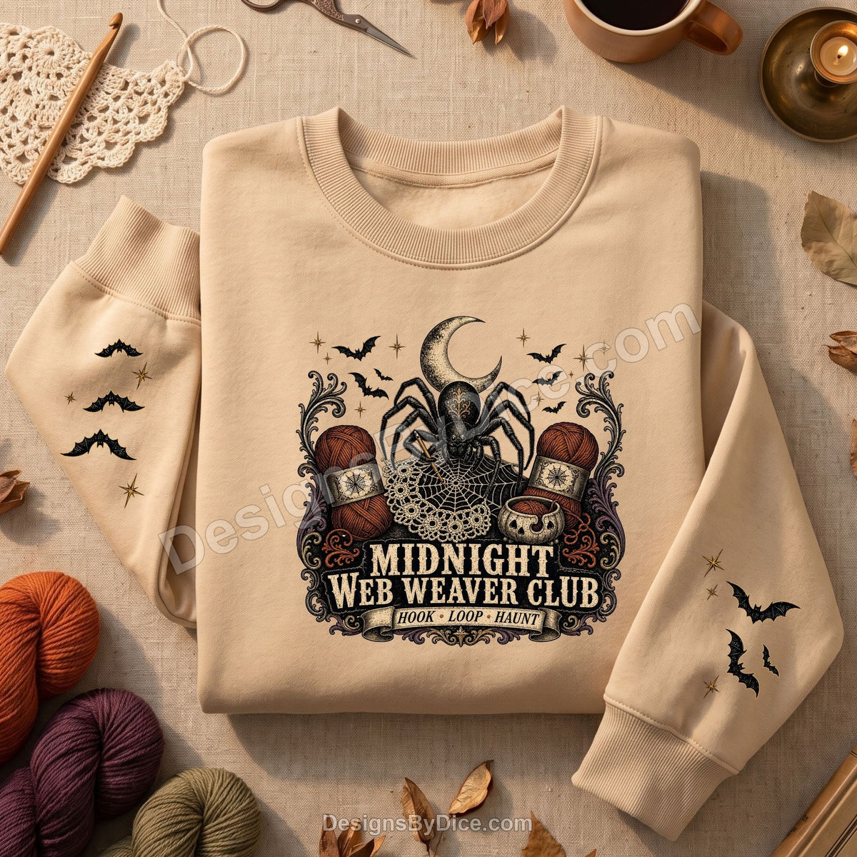 Midnight Web Weaver Club Halloween Crochet Sweatshirt