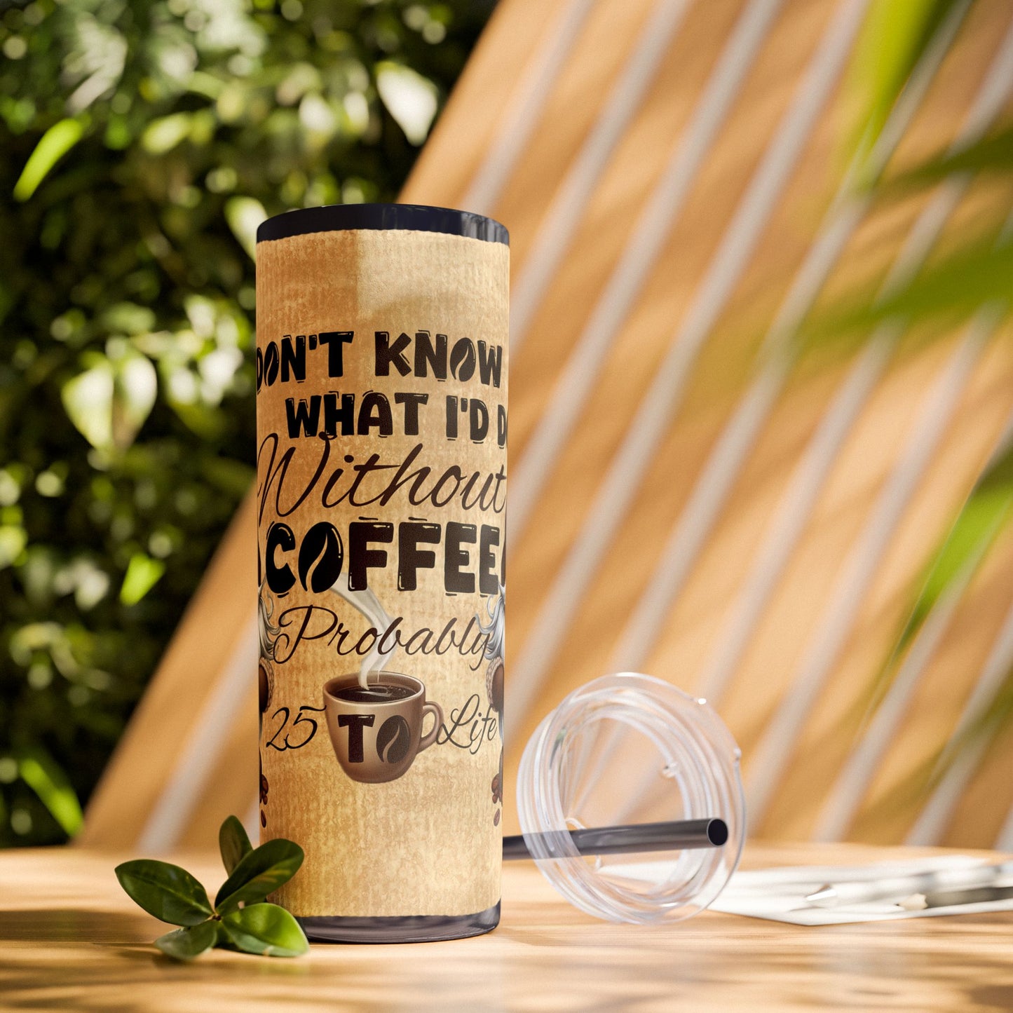 Coffee Lovers Gnome Design 20oz Skinny Tumbler with Straw