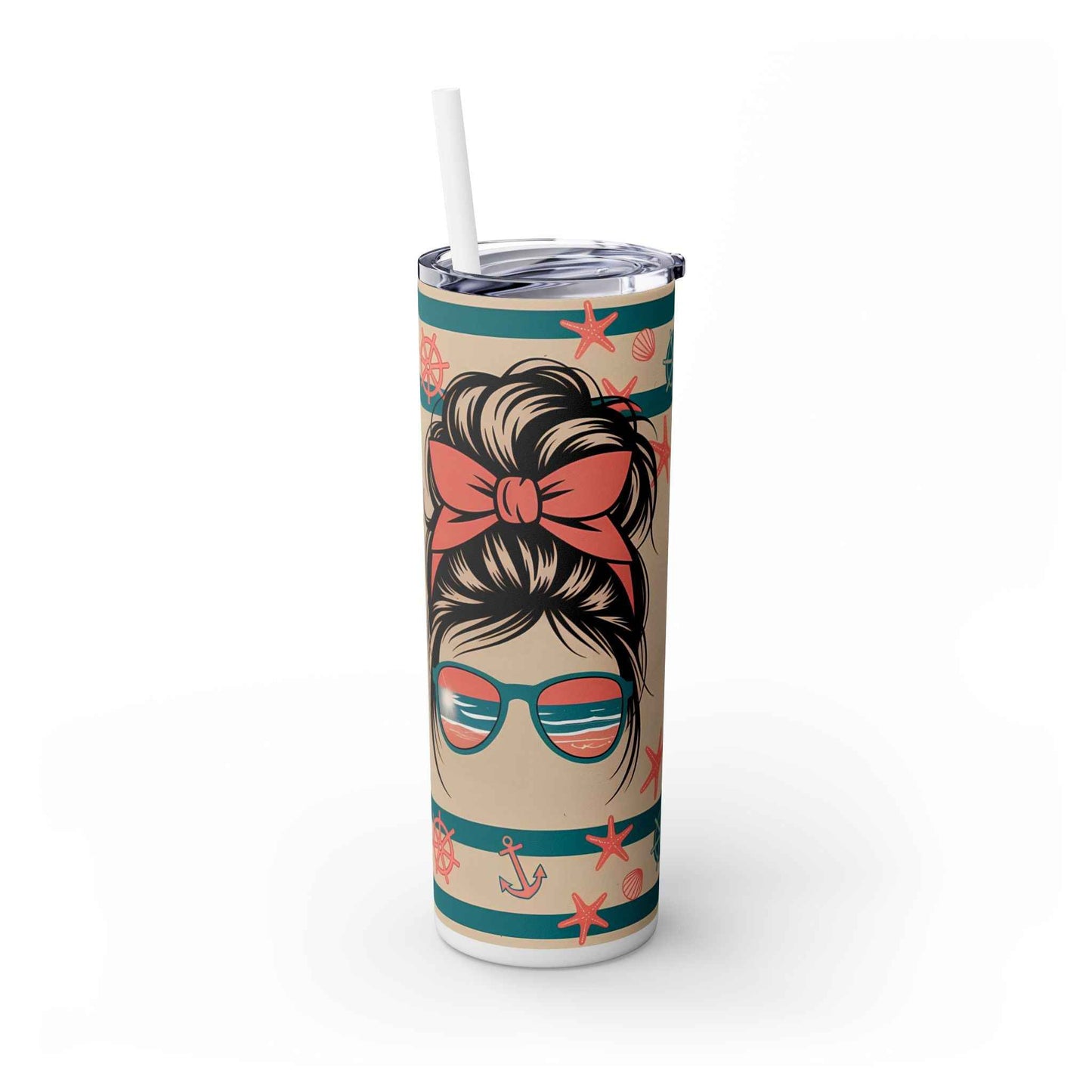 Beach Babe Skinny Tumbler with Straw - 20oz
