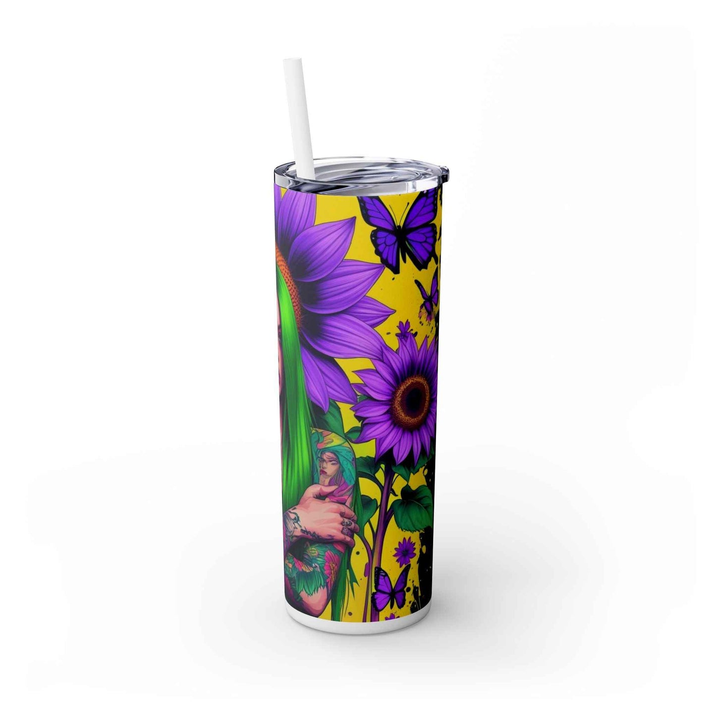 Misunderstood Floral Skinny Tumbler with Straw - 20oz