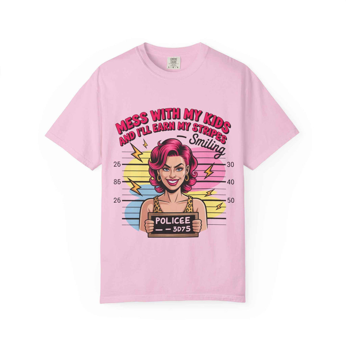 Funny "Mess with My Kids and I'll Earn My Stripes" Graphic Tee