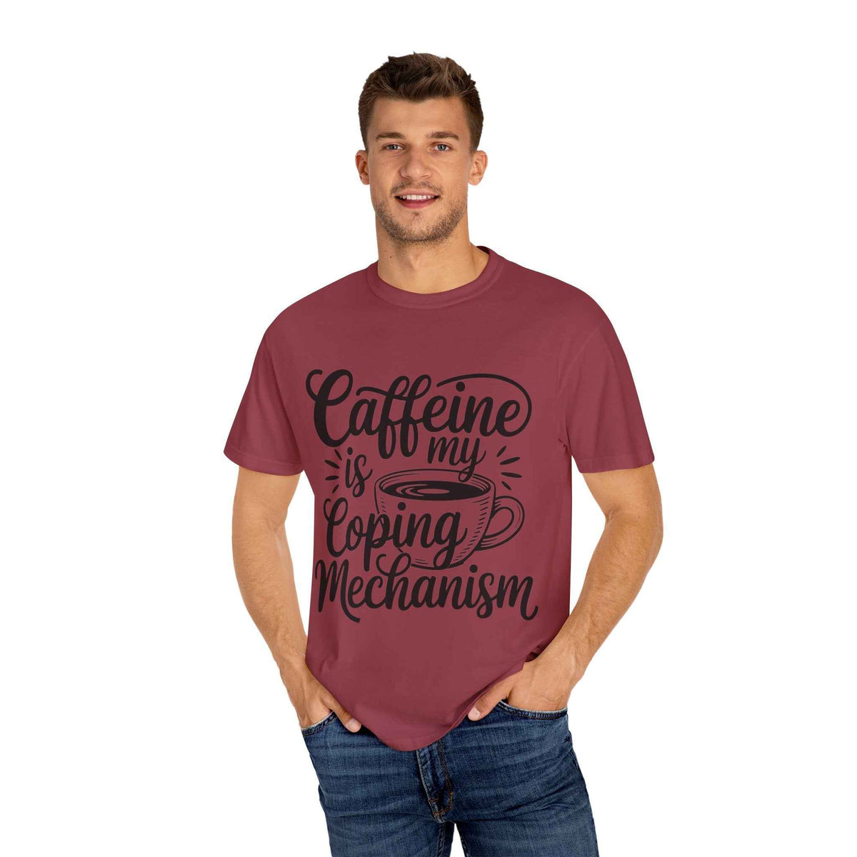 Caffeine is My Coping Mechanism Unisex T-Shirt | Funny Coffee Lover Tee