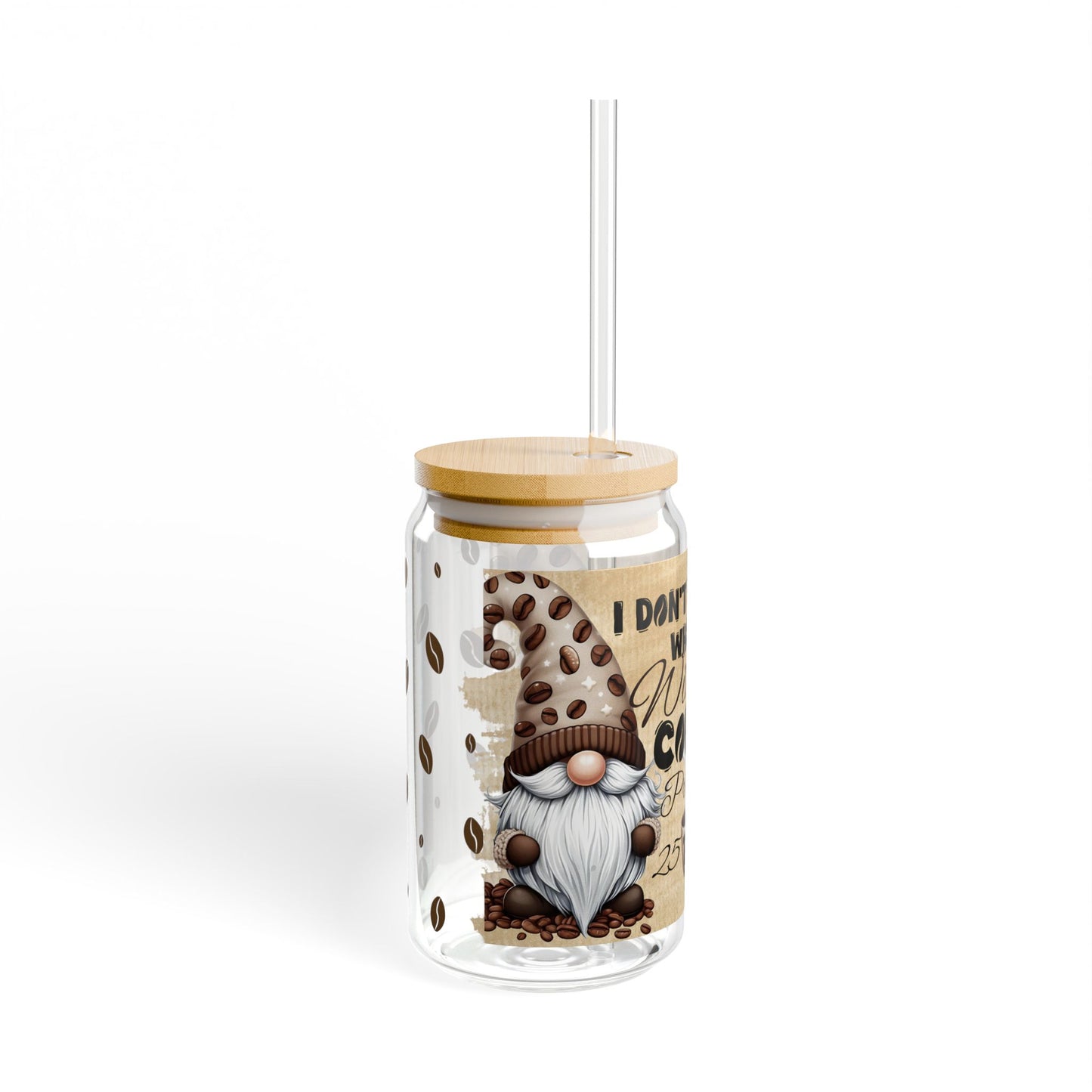 Coffee Lover's Gnome Sipper Glass - 16oz