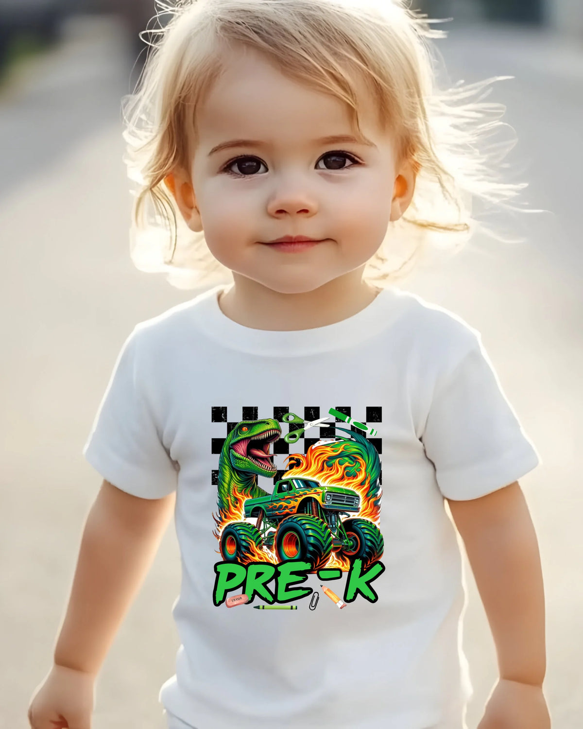 Roaring Into School dinosaur monster truck first day of school T-shirt