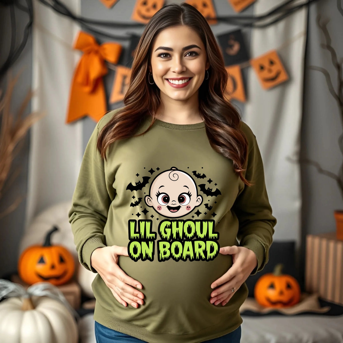Cute and funny maternity Halloween shirts and sweatshirts for pregnant moms