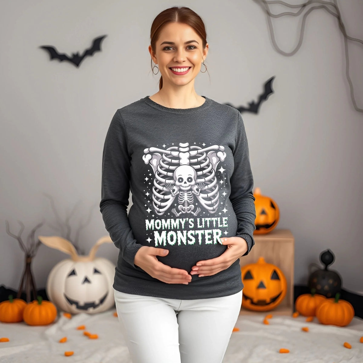 Spooky maternity Halloween shirts and sweatshirts for pregnant moms