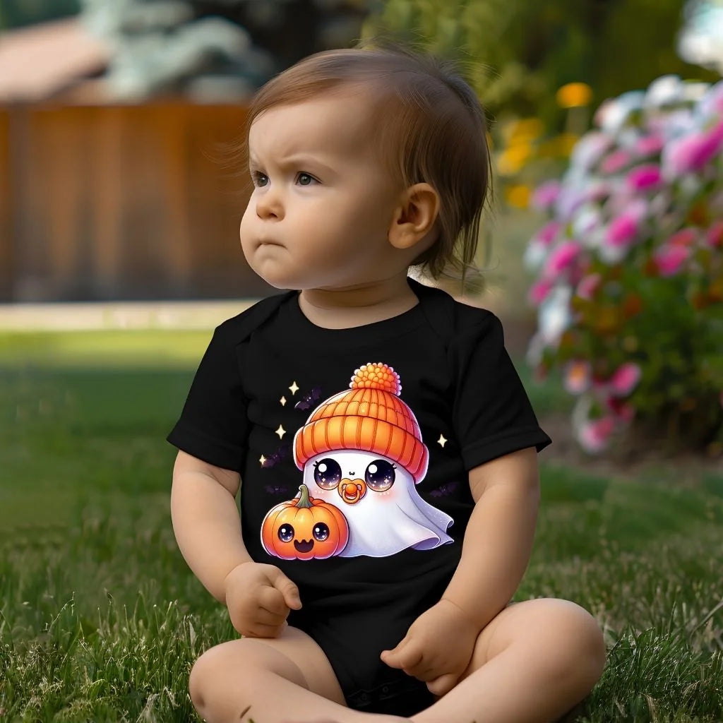 Baby Halloween ghost and pumpkin infant bodysuit
