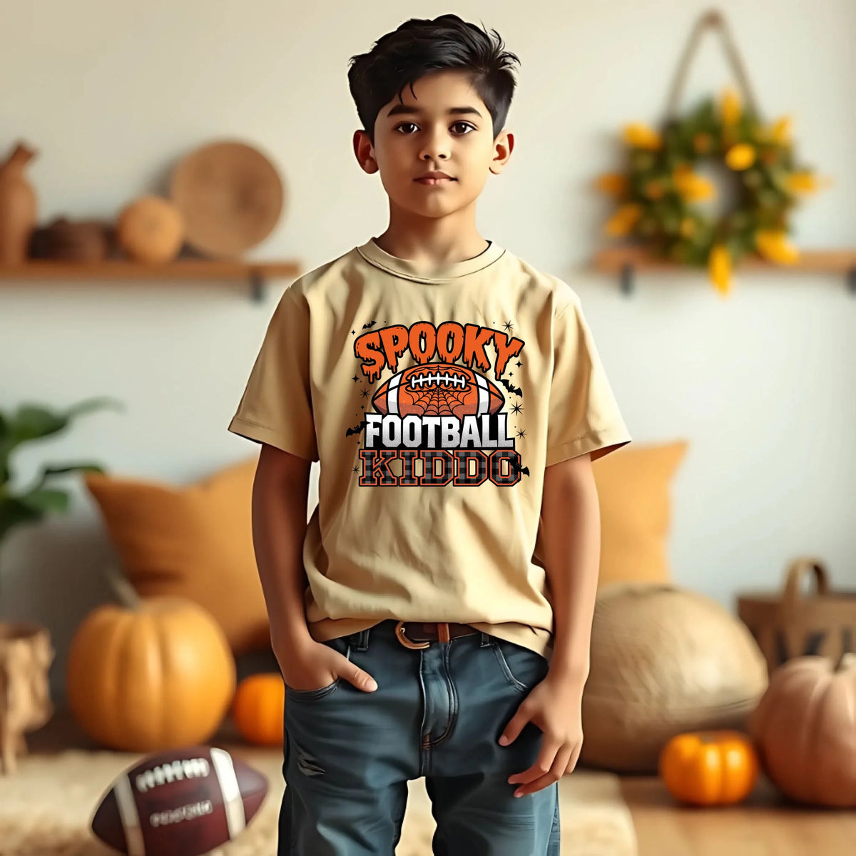 Spooky Football Family matching Halloween game day shirt