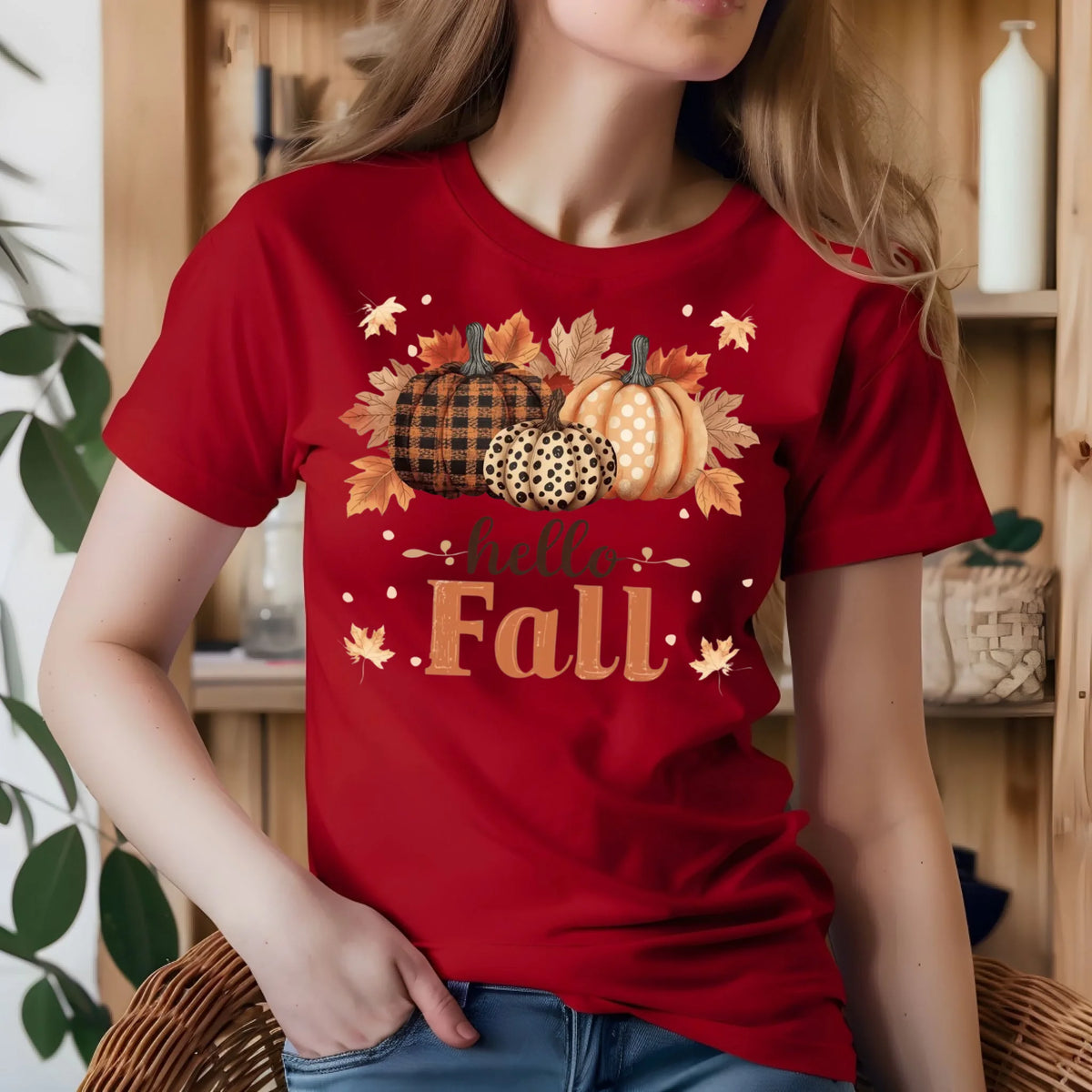 Hello Fall pumpkin season graphic shirt and crewneck