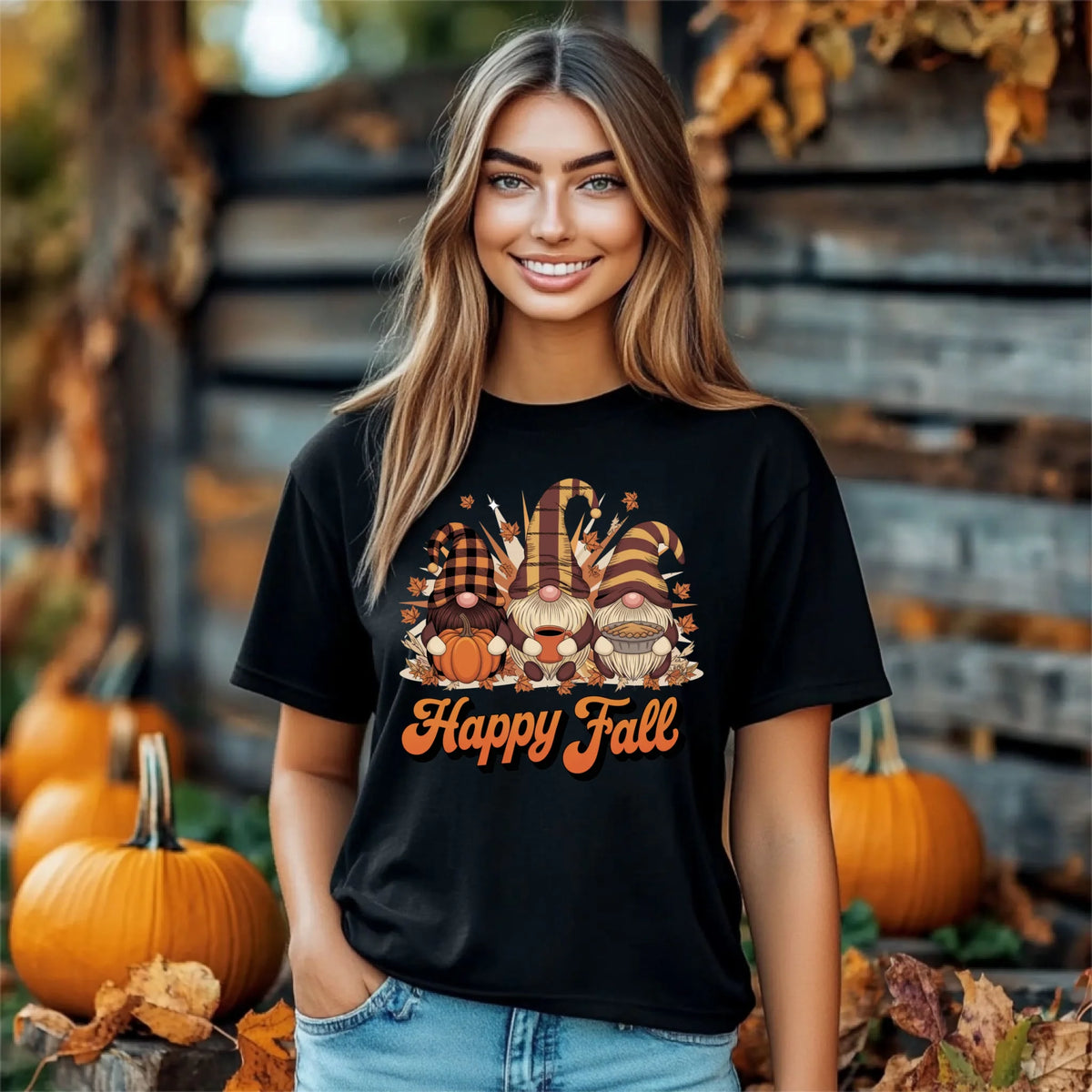 Happy Fall Gnome Squad autumn graphic shirt and crewneck