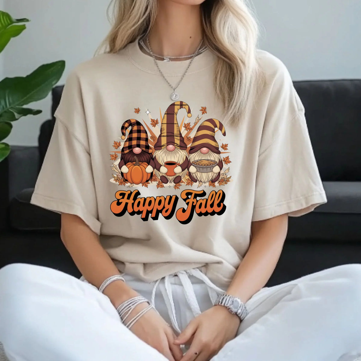 Happy Fall Gnome Squad autumn graphic shirt and crewneck