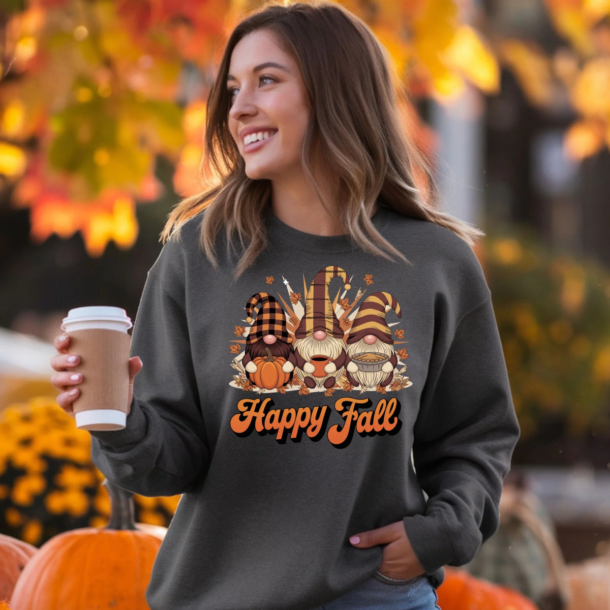 Happy Fall Gnome Squad autumn graphic shirt and crewneck