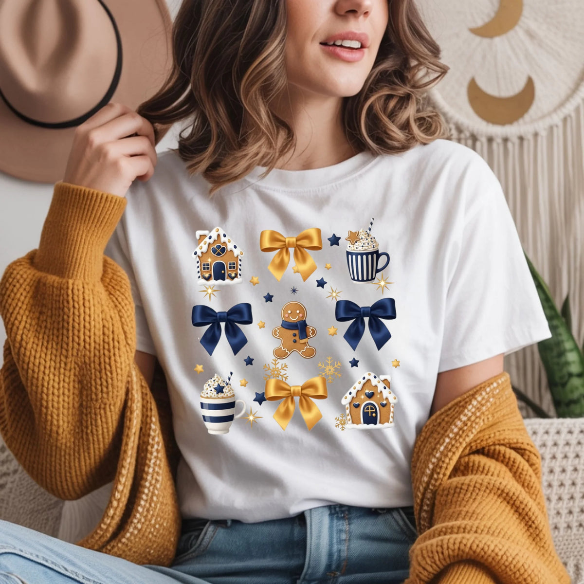 Gingerbread Bows Christmas shirt and crewneck graphic