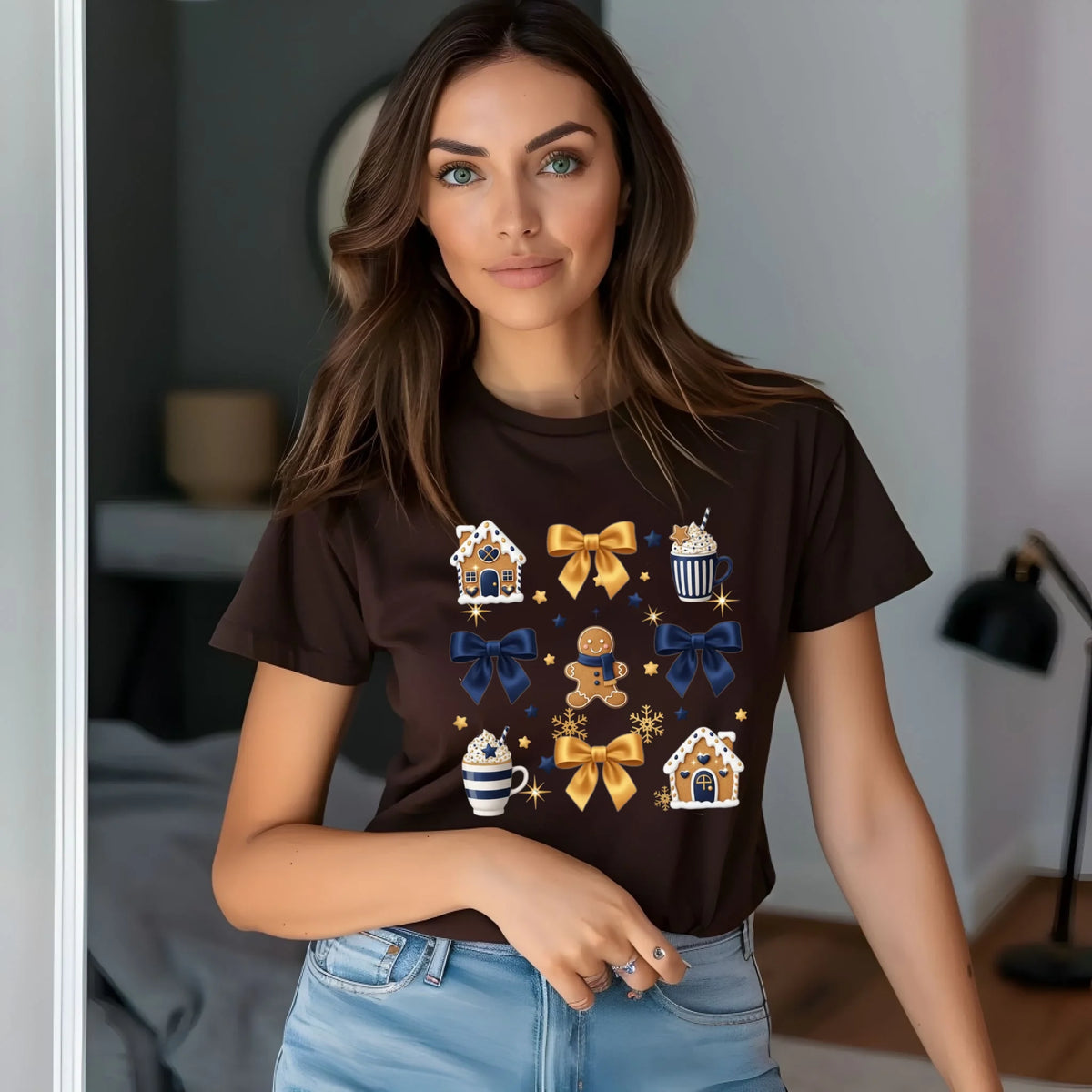 Gingerbread Bows Christmas shirt and crewneck graphic
