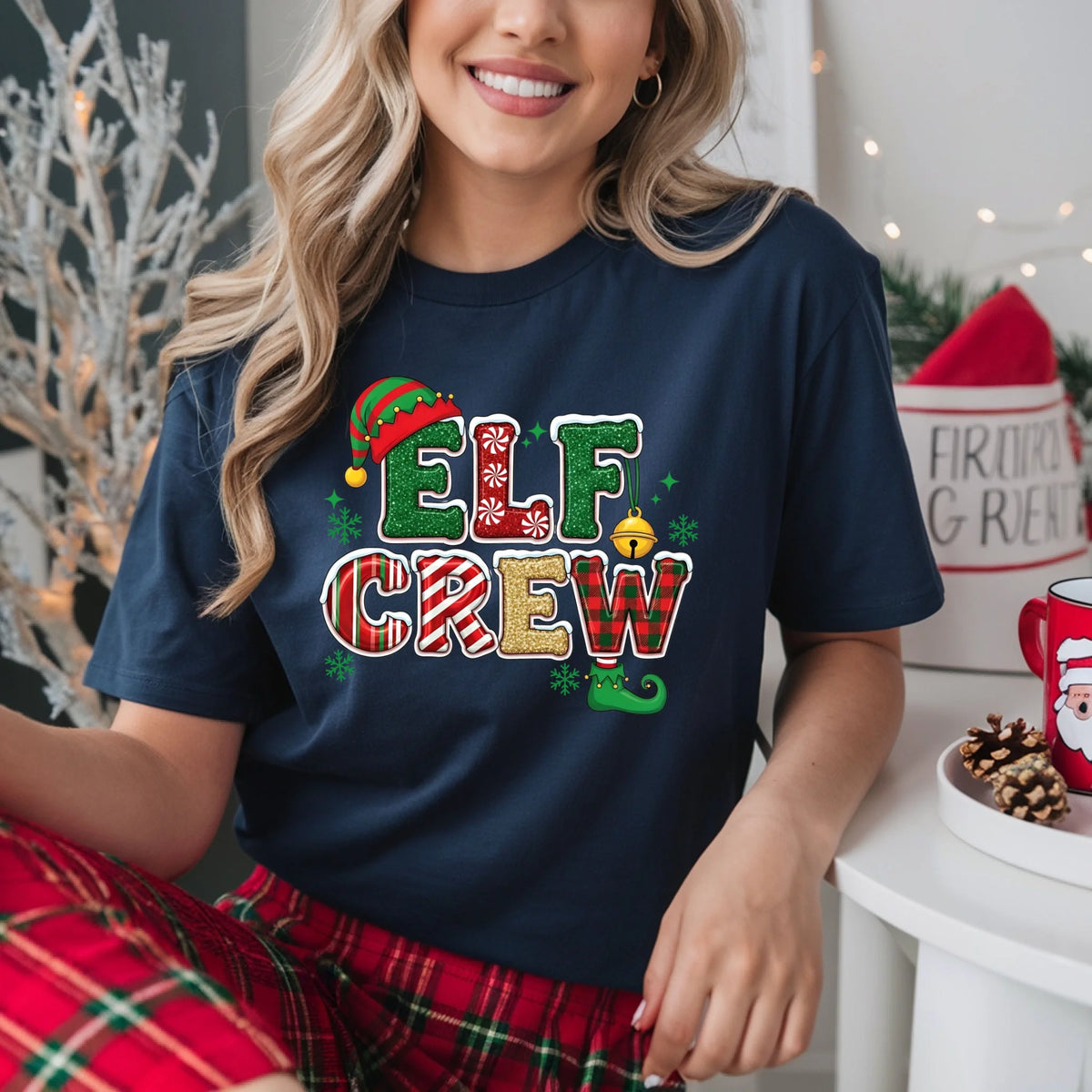 Christmas Elf matching family holiday graphic T-shirts