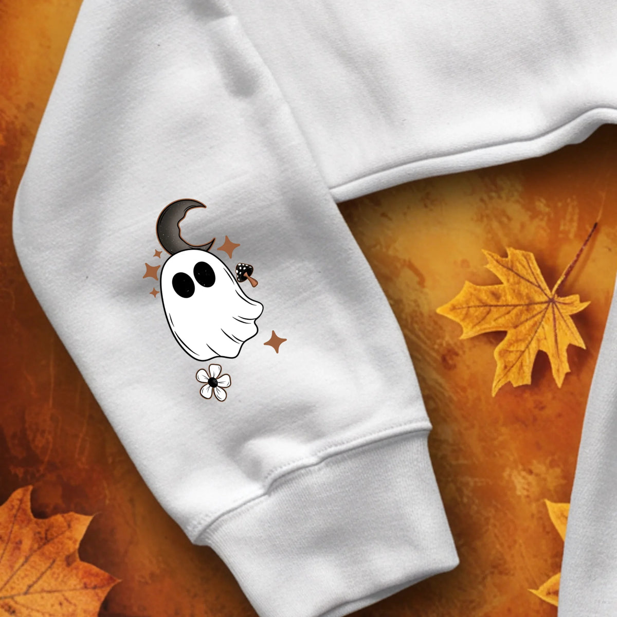 Personalized Mama Loves Her Boos ghost sleeve hoodie or crewneck