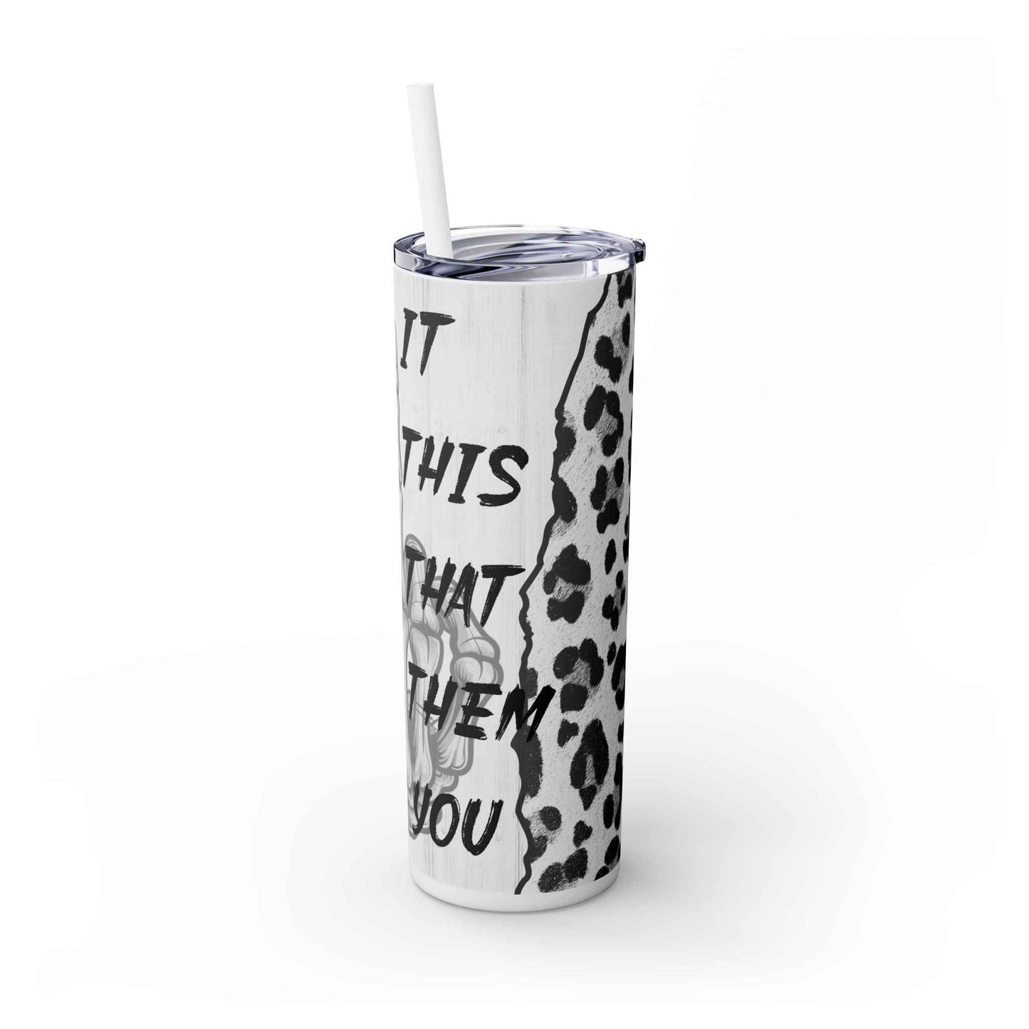 20oz Skinny Tumbler with Straw - Bold 'F*CK' Design