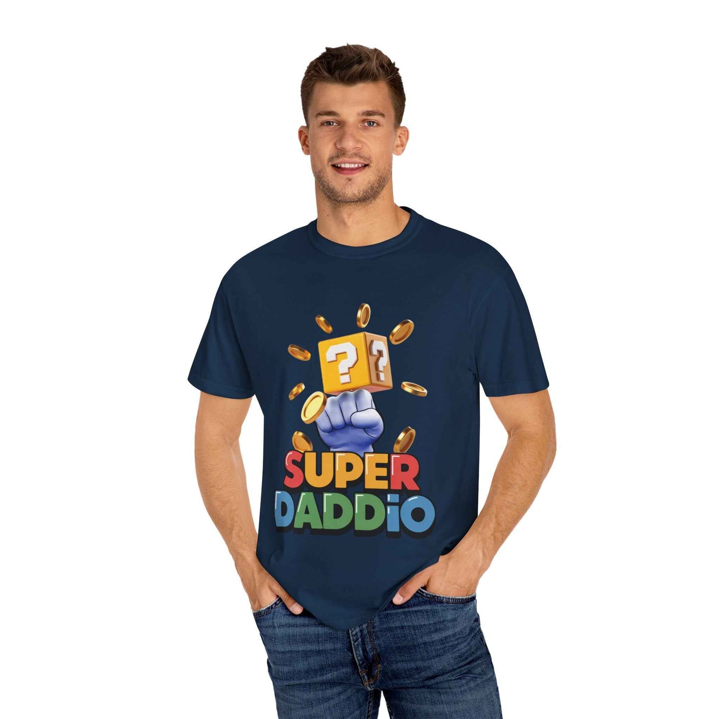 Super Daddio Garment-Dyed T-Shirt - Fun Gaming Tee for Dads