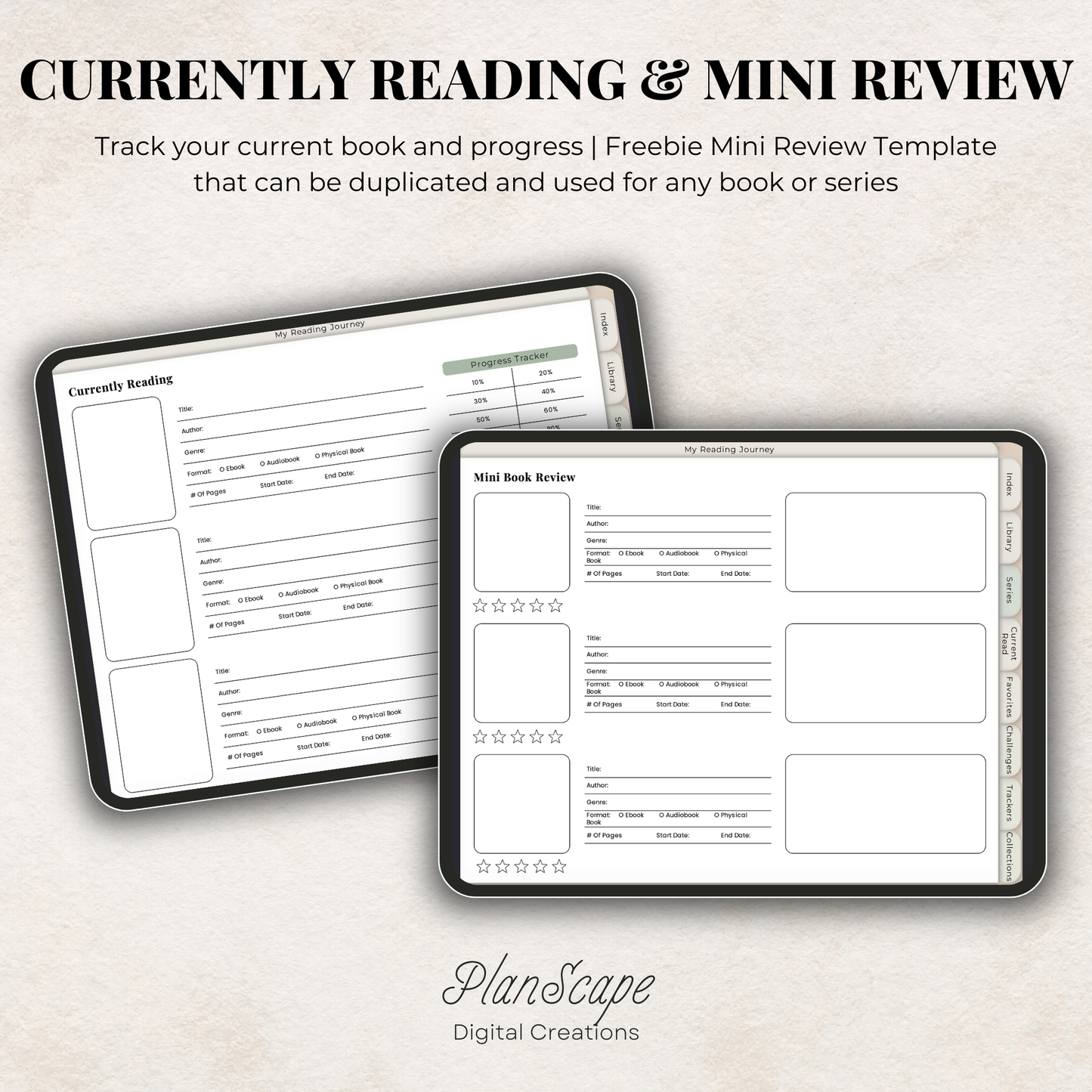 Minimalist Digital Reading Journal: Book Tracker & Series Planner