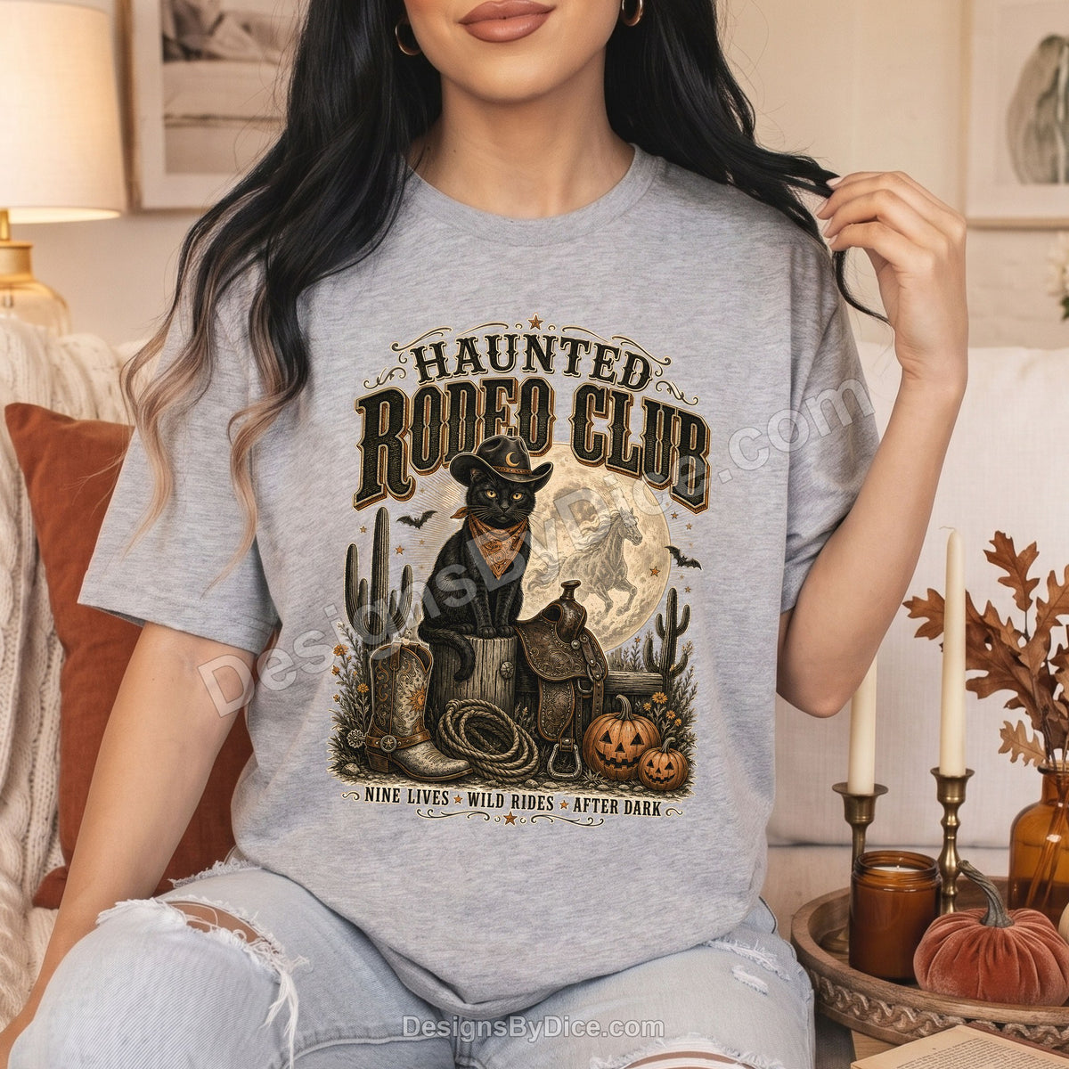 Haunted Rodeo Club Shirt | Western Black Cat Halloween Tee
