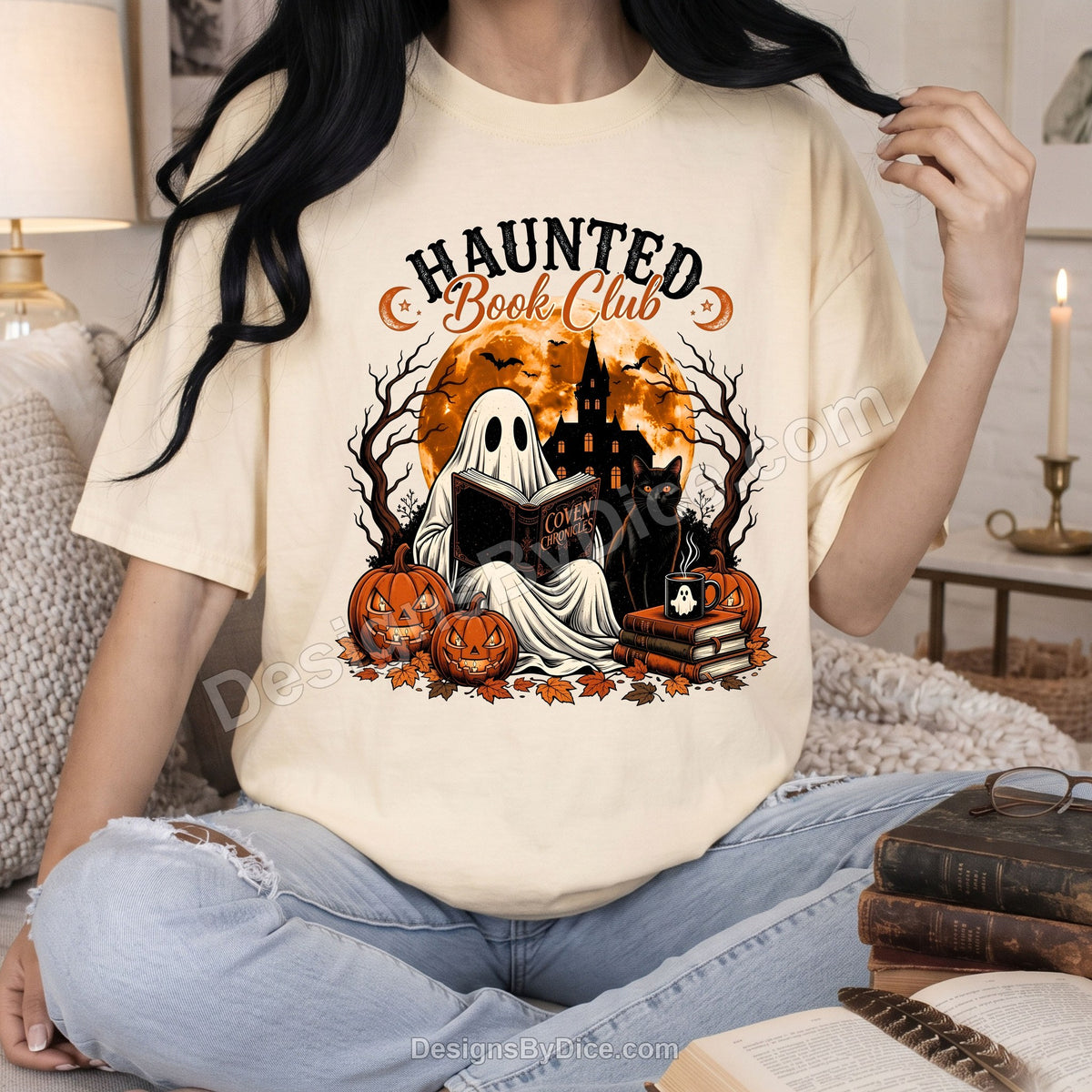 Haunted Book Club Shirt | Ghost Book Lover Halloween Graphic Tee