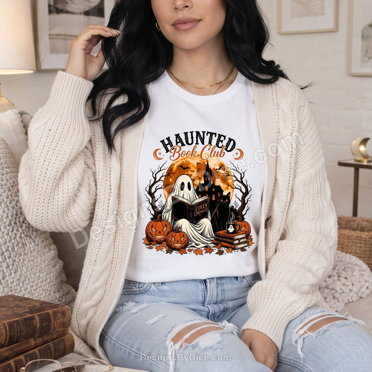 Haunted Book Club Shirt | Ghost Book Lover Halloween Graphic Tee
