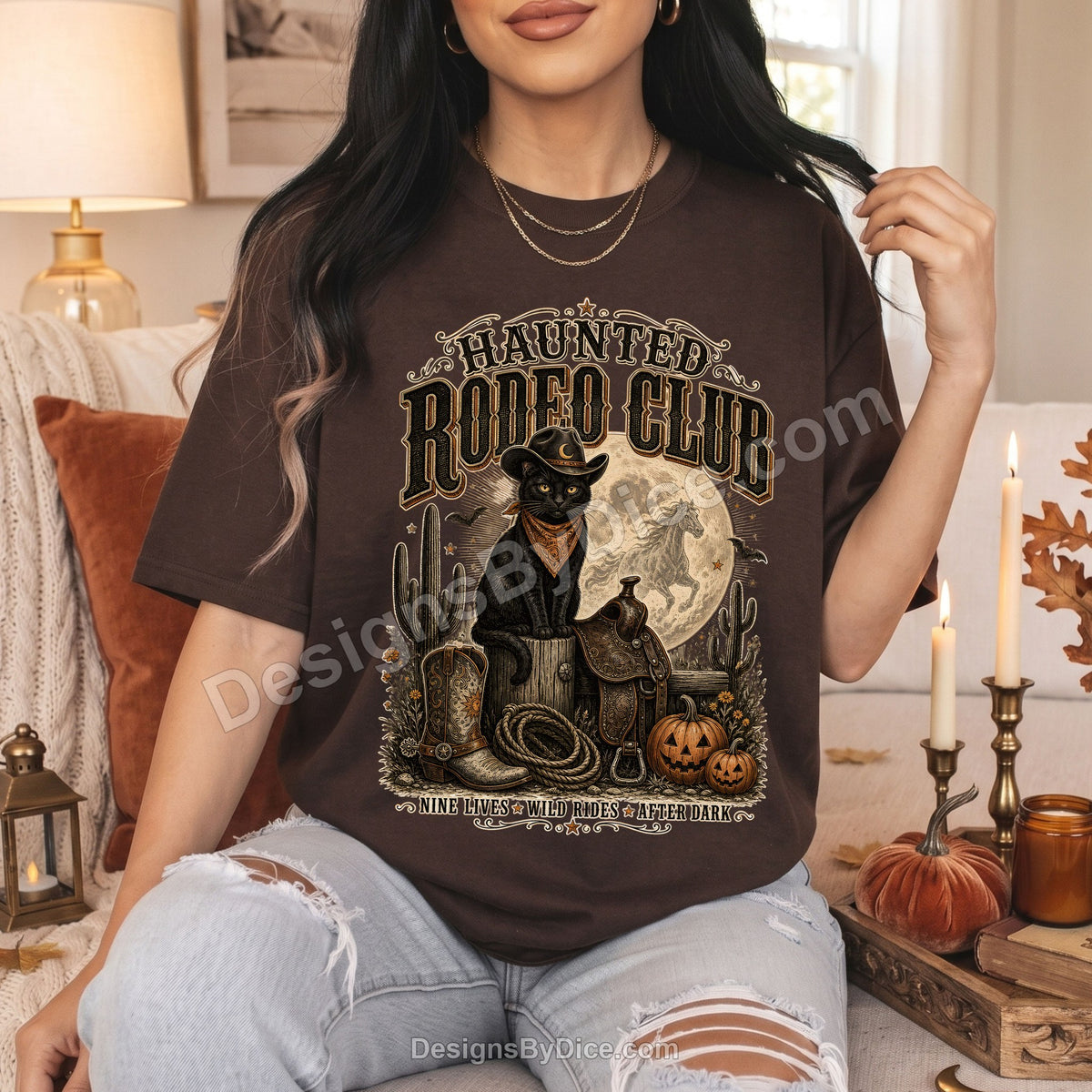 Haunted Rodeo Club Shirt | Western Black Cat Halloween Tee
