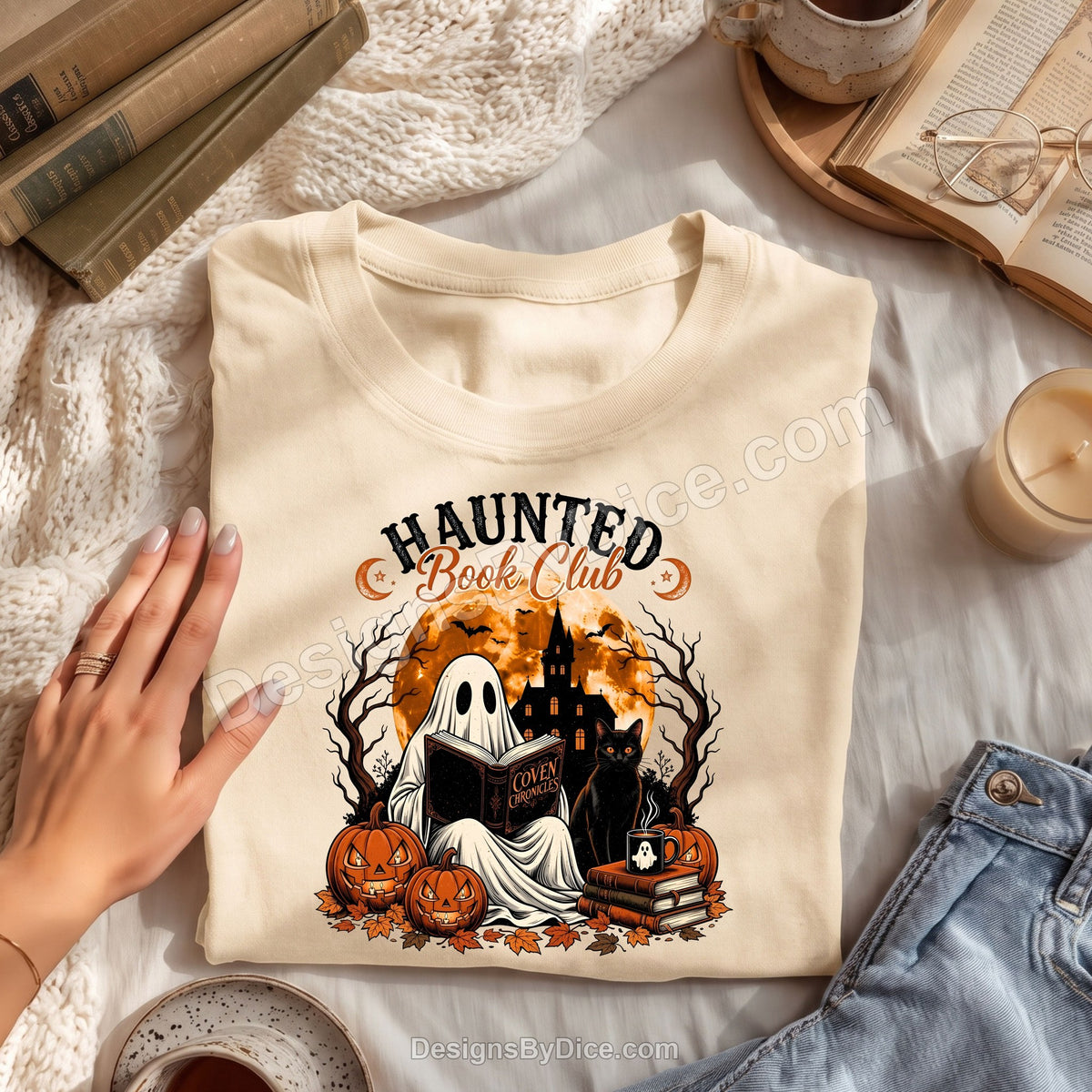 Haunted Book Club Shirt | Ghost Book Lover Halloween Graphic Tee