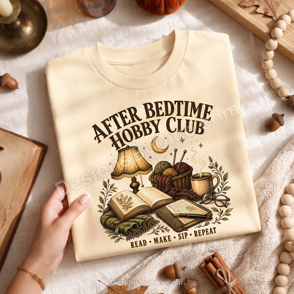After Bedtime Hobby Club Tee | Cozy Reading & Knitting Shirt