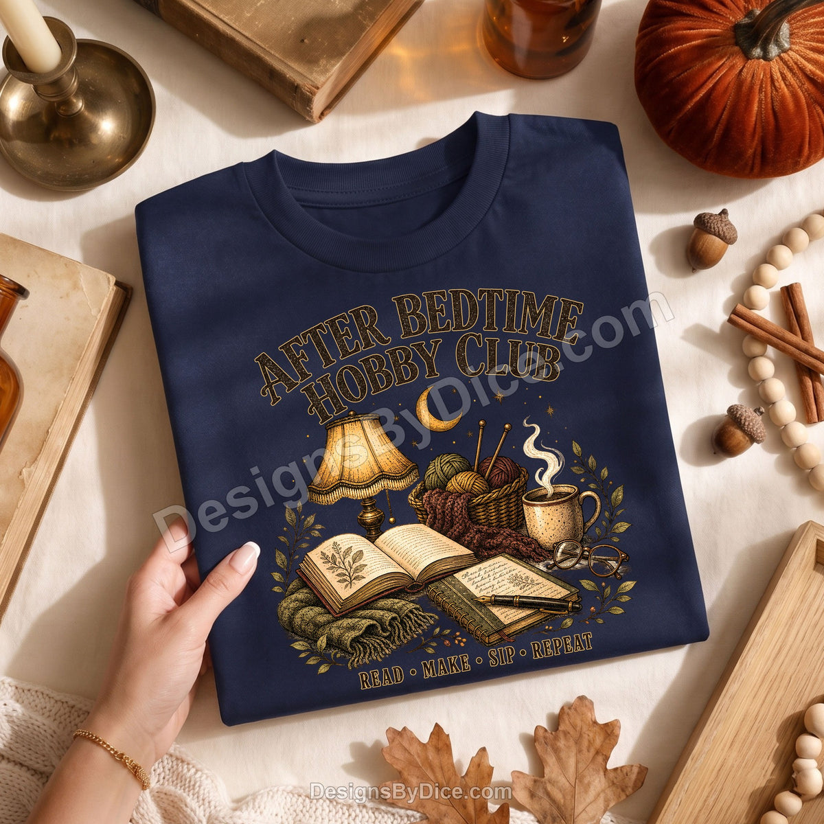 After Bedtime Hobby Club Tee | Cozy Reading & Knitting Shirt