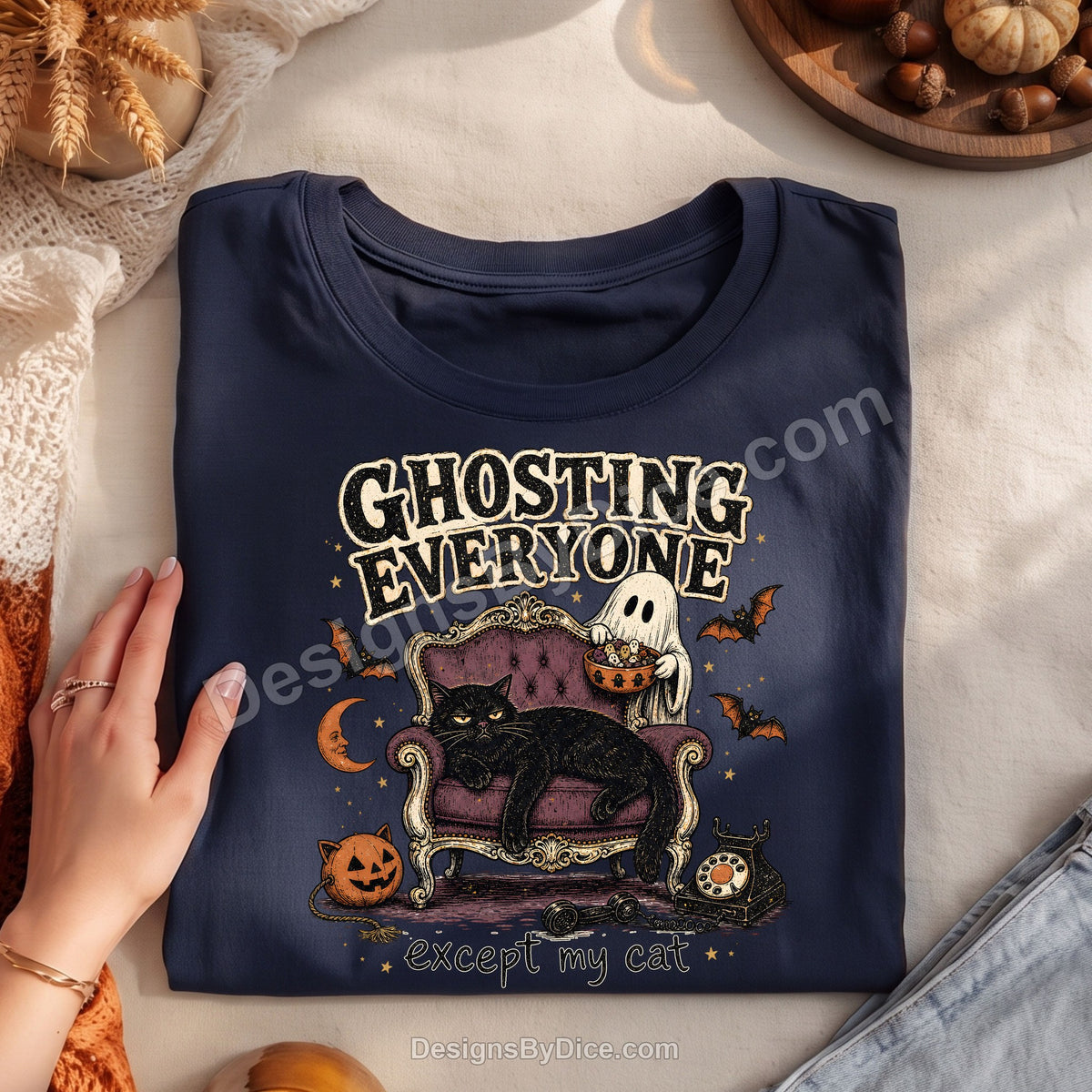 Ghosting Everyone Except My Cat Tee | Funny Introvert Cat Lover Shirt