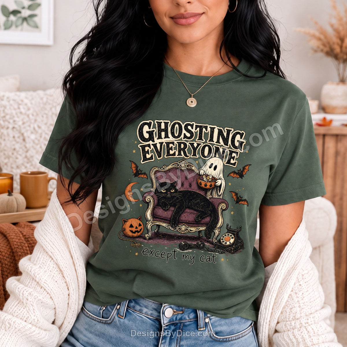 Ghosting Everyone Except My Cat Tee | Funny Introvert Cat Lover Shirt